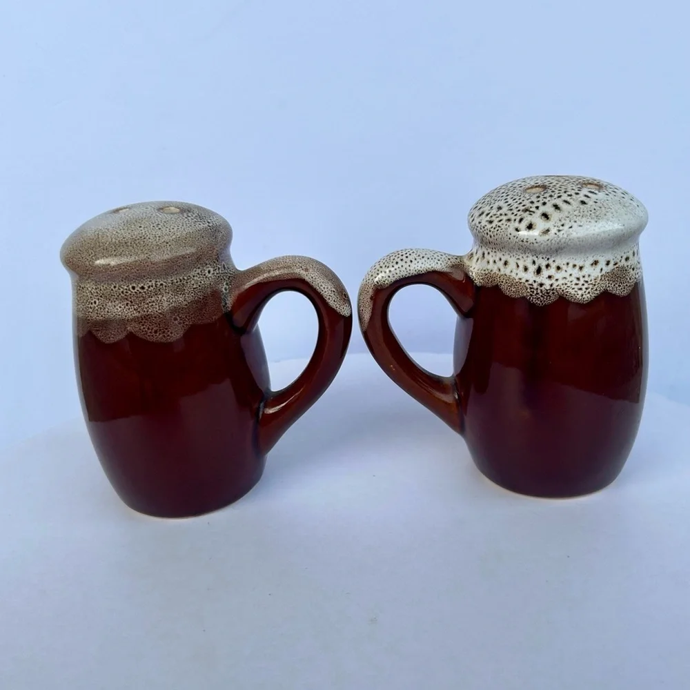 Brown Ceramic Salt and Pepper Shakers Cottage Series